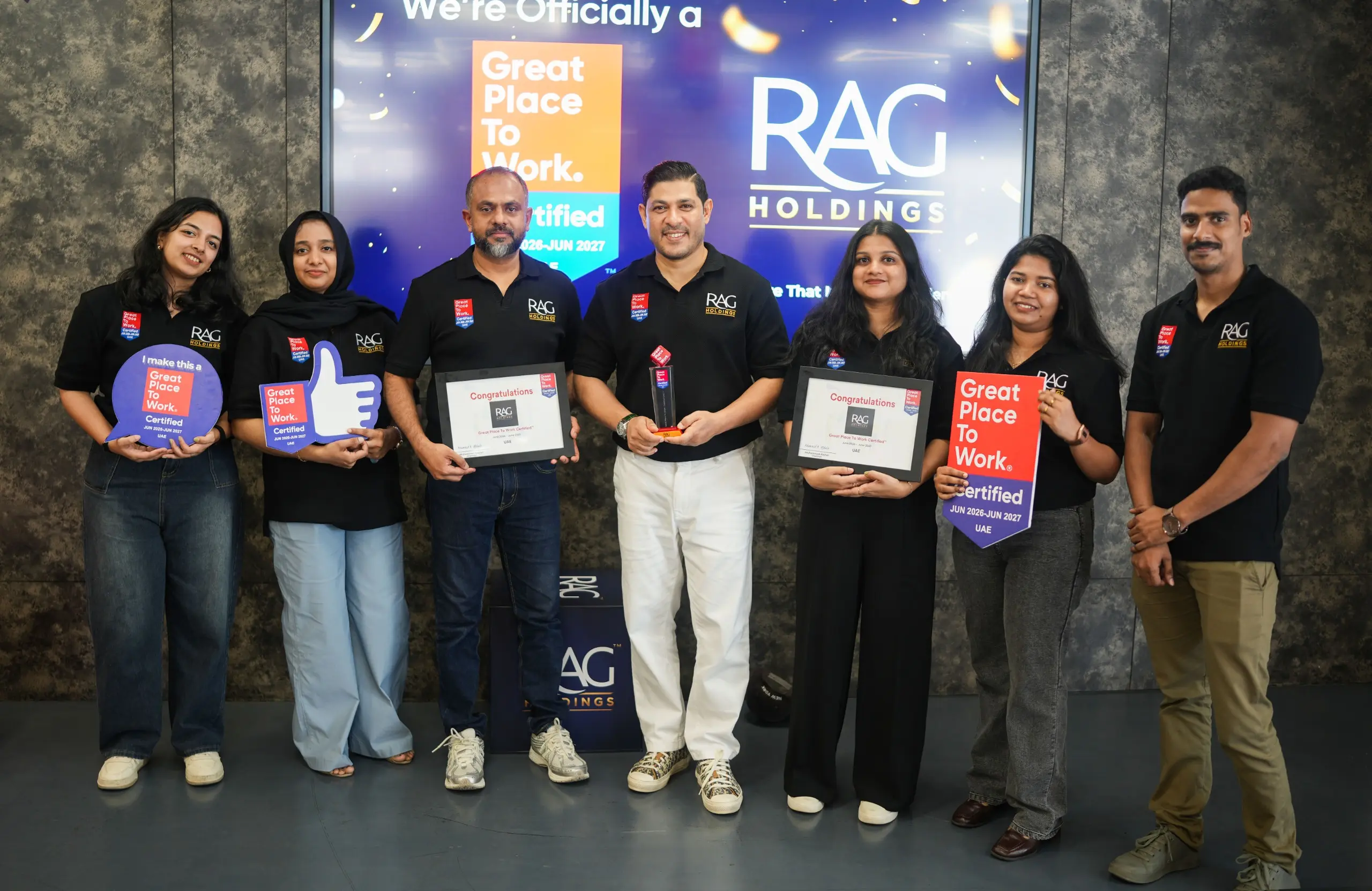 Employees recognized for contributing to RAG Holdings' positive workplace culture.